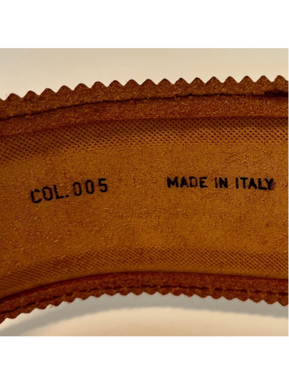MINORONZONI Italian Vintage Leather Belt, Caramel Tan, Large Western Buckle, XL - Picture 10 of 13